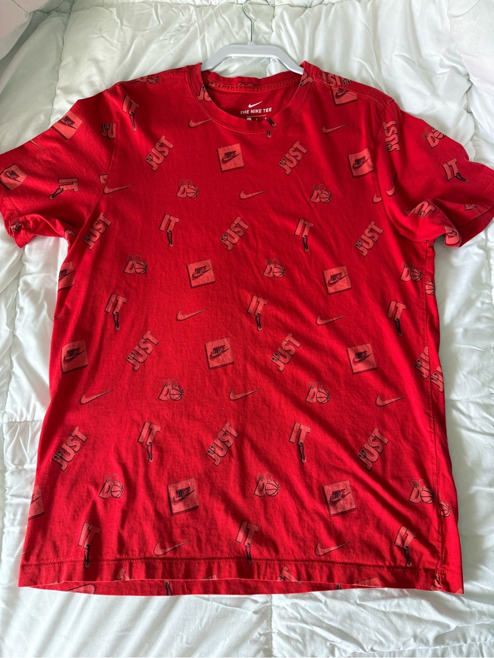 Nike Red All-Over Logo Graphic Short Sleeve Tee